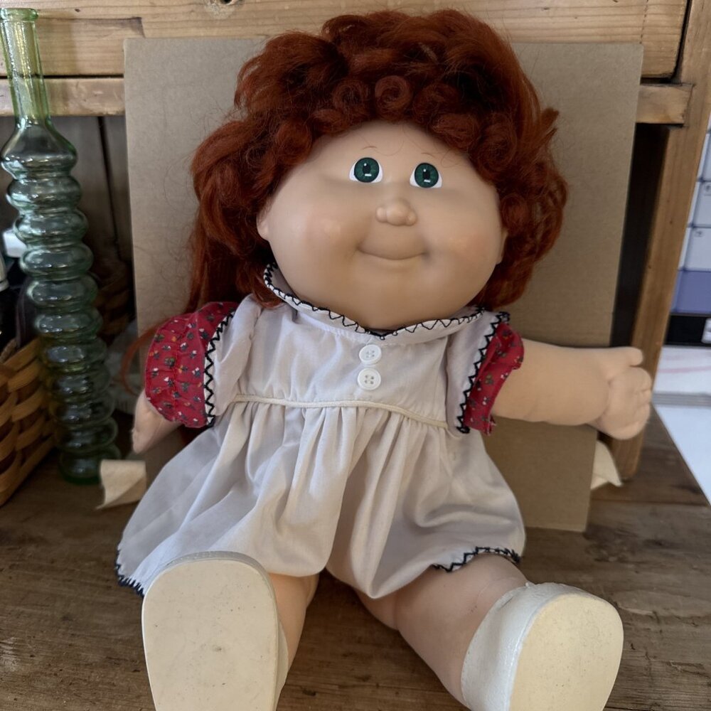 1983 Cabbage Patch Kids Growing Hair Doll Strawberry Red Hair Green Eyes - Picture 15 of 16